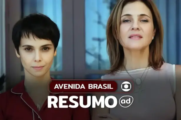 Nina/Rita e Carminha lado a lado na arte do resumo de Avenida Brasil