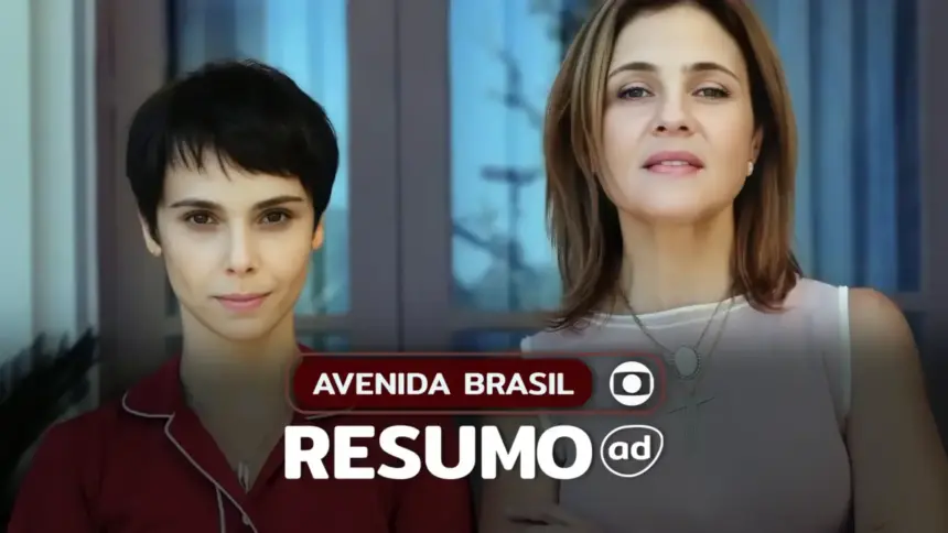 Nina/Rita e Carminha lado a lado na arte do resumo de Avenida Brasil