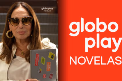 Susana Vieira de óculos escuro divide tela com o logo do GloboPlay Novelas
