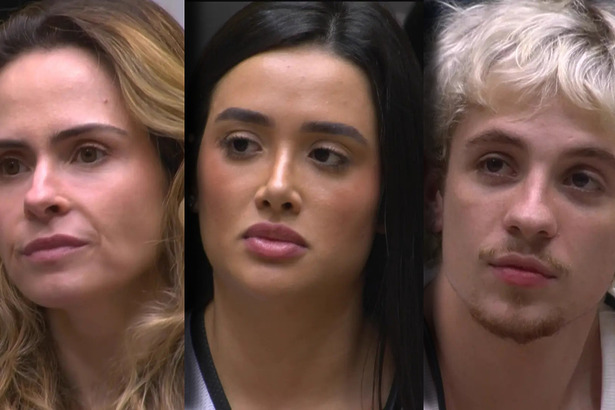 Ana Paula Renault, Jordana, Juliano Floss dividem tela sentados no sofá do BBB 26