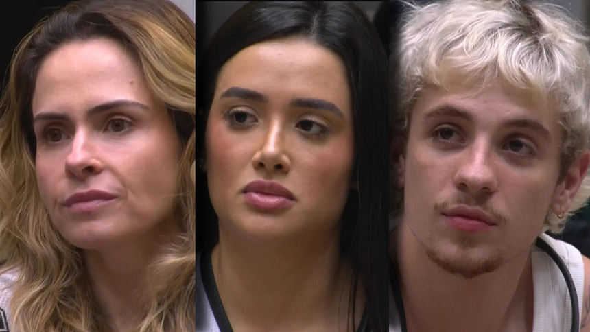Ana Paula Renault, Jordana, Juliano Floss dividem tela sentados no sofá do BBB 26