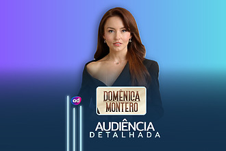 Angelique Boyer usa vestido preto e está séria em foto de divulgação na arte de audiência detalhada de Domênica Montero