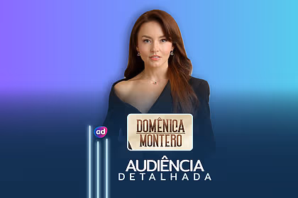 Angelique Boyer usa vestido preto e está séria em foto de divulgação na arte de audiência detalhada de Domênica Montero