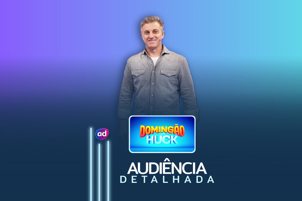 Logo do Domingão com Huck na arte de divulgação de audiência detalhada do programa
