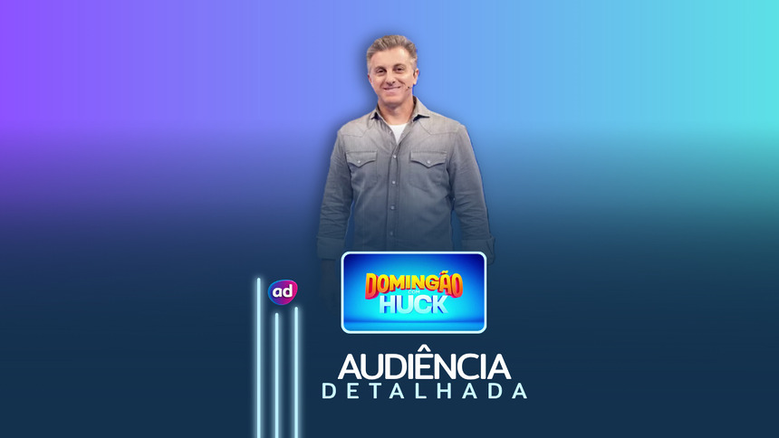 Logo do Domingão com Huck na arte de divulgação de audiência detalhada do programa