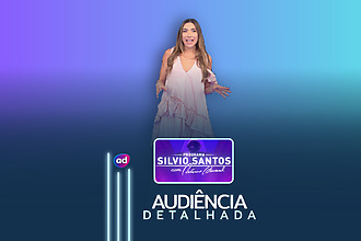 Patricia Abravanel na arte de audiência detalhada do Programa Silvio Santos