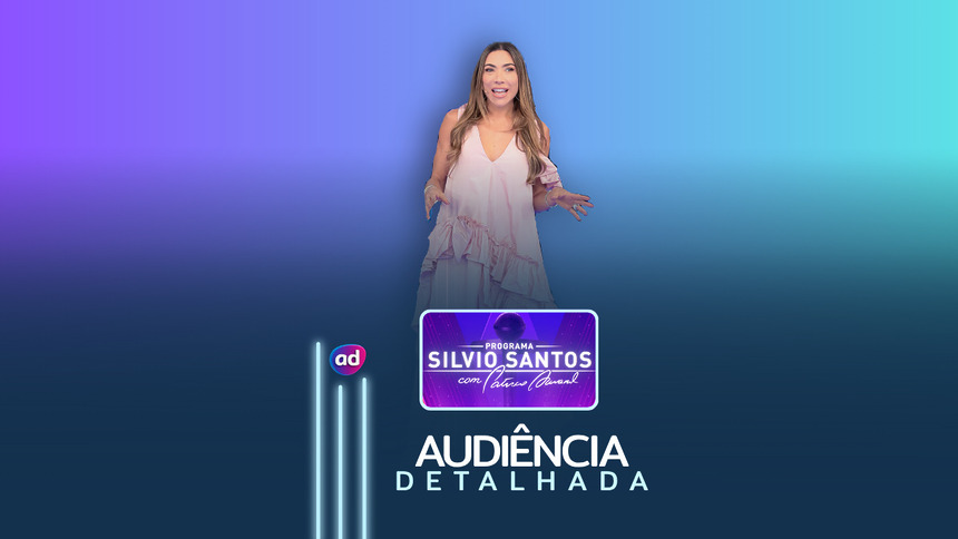 Patricia Abravanel na arte de audiência detalhada do Programa Silvio Santos