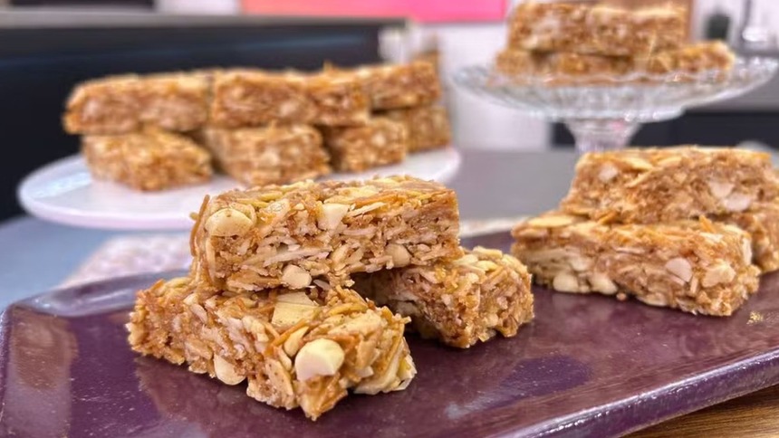 Barrinha doce com macarrão em trecho de receita do Mais Você