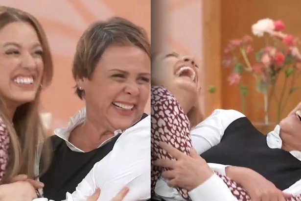 Beatriz Reis e Giulia Gam, em uma montagem com momento divertido no Encontro