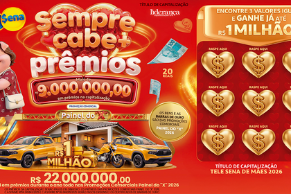 Bilhete da Tele Sena de Mães 2026 em tom vermelho acompanhado do tradicional porquinho mãe e seu filho
