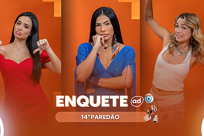 Jordana, Marciele, Samira com semblantes tristes na arte da enquete do 14º Paredão do BBB 26