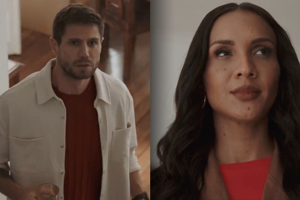 Jonas e Maxiane em uma montagem no comercial do Globoplay sobre a série Os Outros