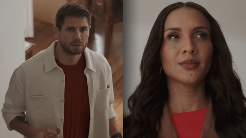 Jonas e Maxiane em uma montagem no comercial do Globoplay sobre a série Os Outros
