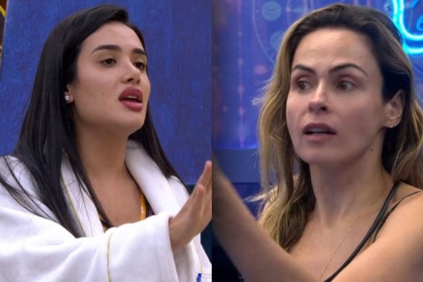 Jordana e Ana Paula, em uma montagem, com trechos da discussão no BBB 26
