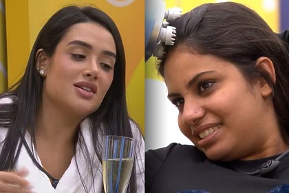 Jordana e Gabriela em uma montagem no Quarto do Líder do BBB 26
