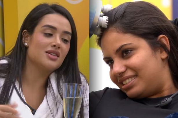 Jordana e Gabriela em uma montagem no Quarto do Líder do BBB 26