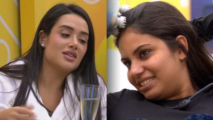 Jordana e Gabriela em uma montagem no Quarto do Líder do BBB 26