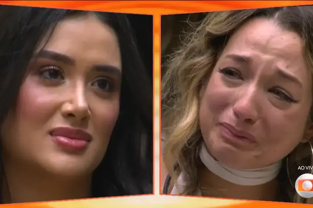 Jordana e Samira, que está chorando, dividem tela da eliminação no BBB 26