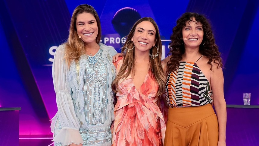 Priscila Fantin e Claudia Ohana, ao lado de Patricia Abravanel, no Programa Silvio Santos
