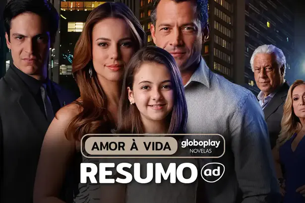 Protagonistas de Amor à Vida na arte do resumo da novela