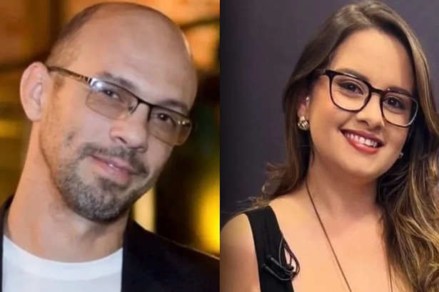 Rodrigo Lapa e Alice Ribeiro, da equipe da Band, em uma montagem