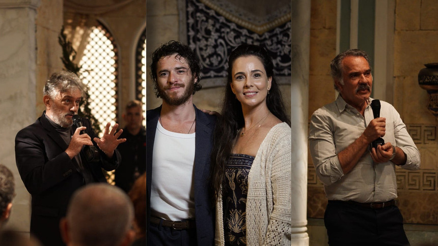 Montagem com Werner Schüneman, Nicolas Vargas (Protagonista), Miriam Freeland e Humberto Martins nos estúdios da série A Ira Do Herdeiro