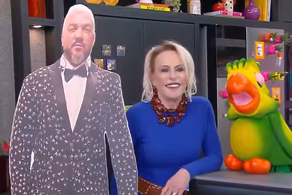 Belo de papelão, ana maria braga e louro mané em trecho de chamada do mais você