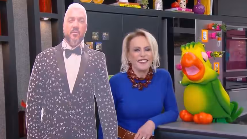 Belo de papelão, Ana Maria Braga e Louro Mané em trecho de chamada do Mais Você