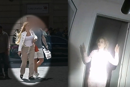 Montagem de duas imagens: Deolane anda pelas ruas da Itália sendo monitorada a distância pela Polícia e depois presa, vestindo pijama, assustada