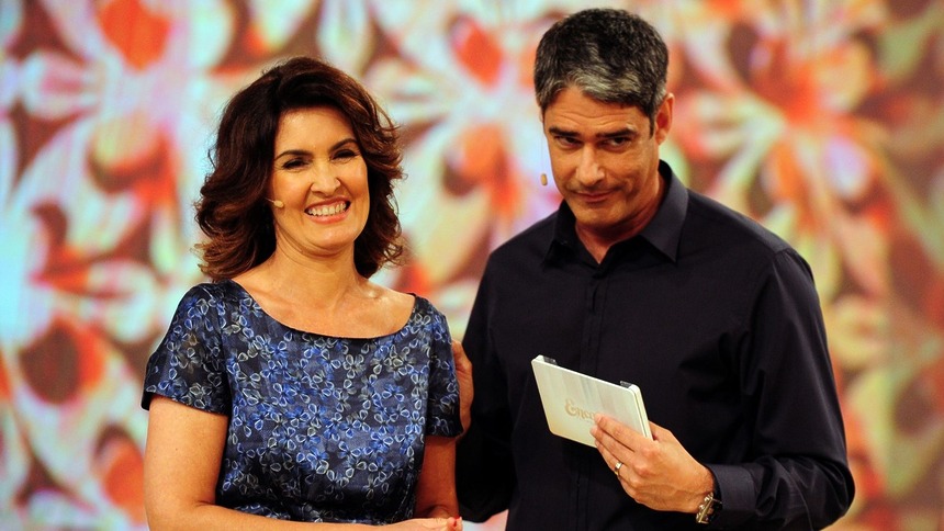 Fátima e Bonner nos bastidores do aniversário de 50 anos da apresentadora