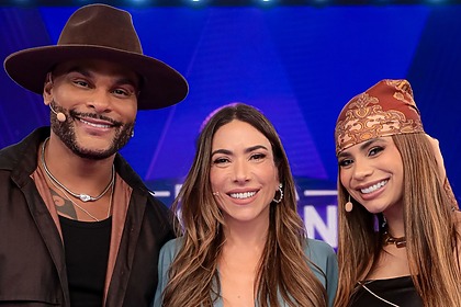 Lexa e Tony Salles , ao lado de Patricia Abravanel, no Programa Silvio Santos