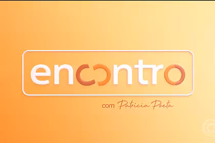 Novo Logo do programa Encontro com Patrícia Poeta, em tons predominantemente amarelos