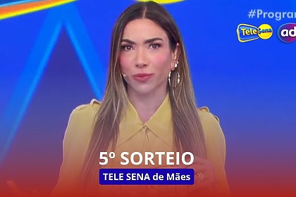 Patricia Abravanel na arte do quinto sorteio da Tele Sena de Mães