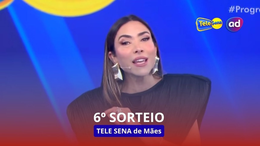 Patricia Abravanel na arte do sexto sorteio da Tele Sena de Mães