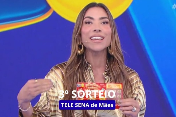 Patricia Abravanel na arte do terceiro sorteio da Tele Sena de Mães