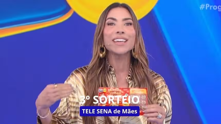 Patricia Abravanel na arte do terceiro sorteio da Tele Sena de Mães
