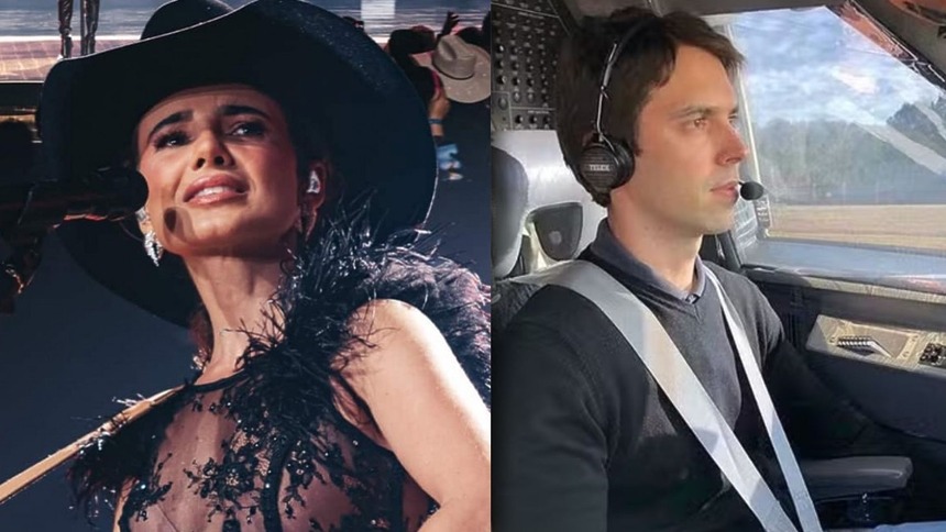 Paula Fernandes e namorado, o piloto Daniel Pereira, em uma montagem