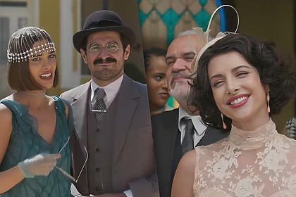 Virginia olha para Eugenia nas ruas em cena da novela A Nobreza do Amor