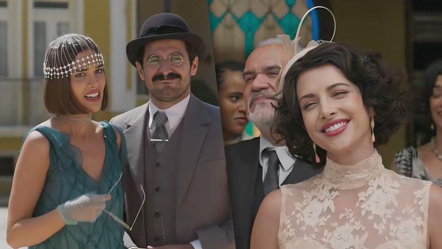 Virginia olha para Eugenia nas ruas em cena da novela A Nobreza do Amor