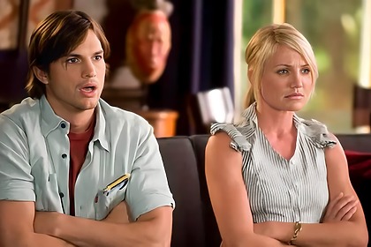 Cameron Diaz e Ashton Kutcher de boca aberta como se estivessem surpresos em cena do filme Jogo De Amor Em Las Vegas
