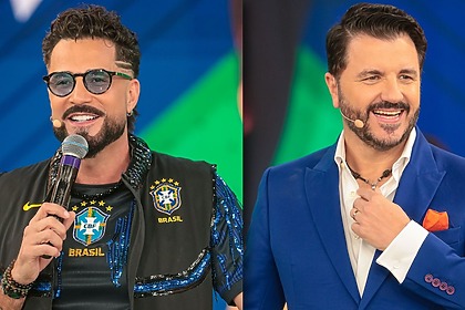 Latino e Maurício Manieri em uma montagem no Programa Silvio Santos