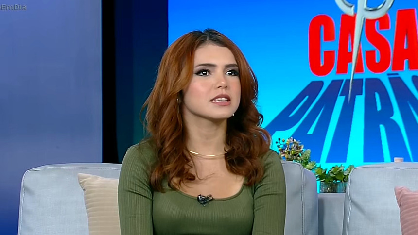 Marina, participando do Hoje Em Dia, após ser eliminada da Casa do Patrão