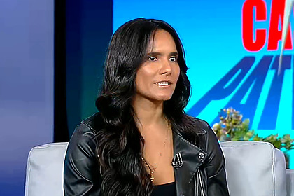 Morena, participando do Hoje Em Dia, após ser eliminada da Casa do Patrão