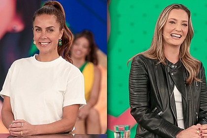 Carol Barcellos e Nadine Basttos em uma montagem no Programa Silvio Santos