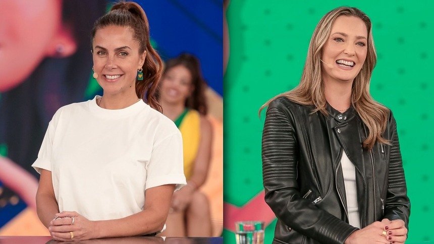 Carol Barcellos e Nadine Basttos em uma montagem no Programa Silvio Santos