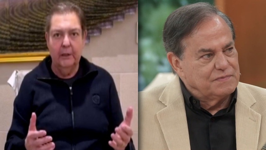 Faustão e Ronnie Von em uma montagem no Encontro