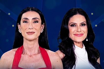 Michelle Barros e Natália Guimarães na arte de divulgação do Miss Universe Brasil na RECORD