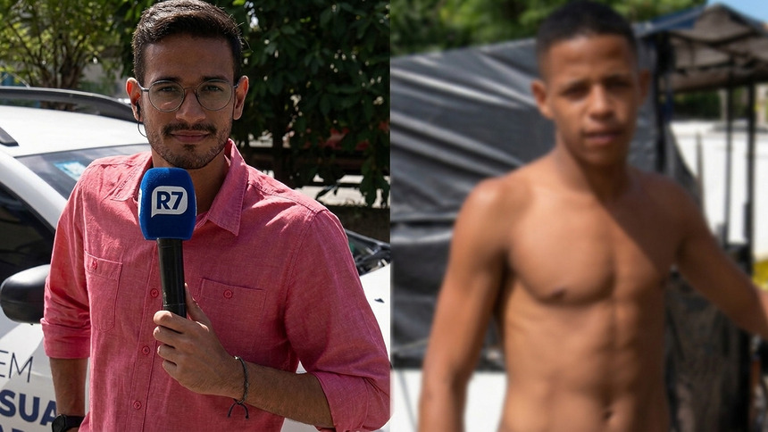 Ramon Lisboa sendo ameaçado por homem ao vivo no Balanço Geral