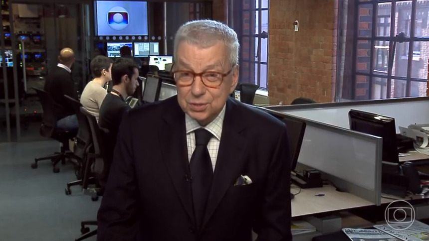Renato Machado participando do Bom Dia Brasil direto da redação da Globo em Londres