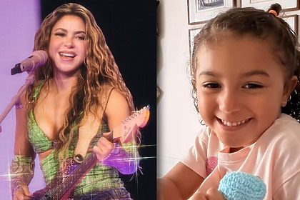 Shakira e Liz, filha de Léo Santana e Lore Improta, em uma montagem